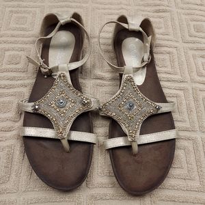 Nana Collection Beaded Rhinestone Embellished Strappy Sandals Size 8 (39)